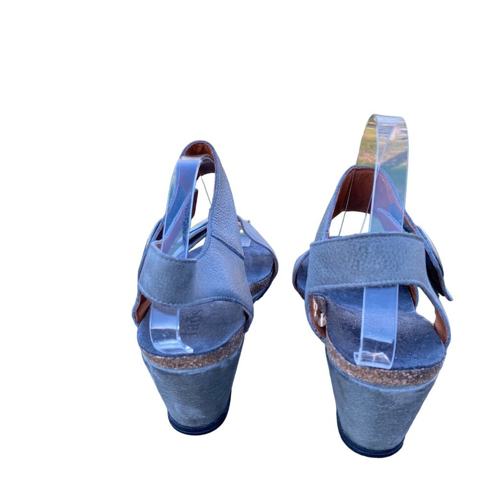 Taos Carousel Strappy Wedge Sandal Womens EUR 42 US 10.5 Distressed Gray Leather - Picture 6 of 14